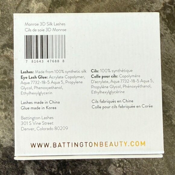 Battington Lashes Monroe 3D Silk Lashes and Glue Kit New Multi Use Faux Mink - Picture 5 of 8